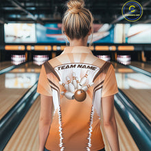 Load image into Gallery viewer, Custom Orange Bowling Team Jersey, Bowling Uniform Bowling League Women Quarter-Zip Shirt IPHW9937
