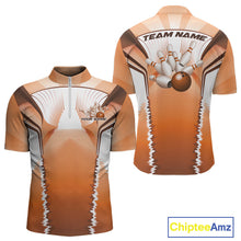 Load image into Gallery viewer, Custom Orange Bowling Team Jerseys, Bowling Uniform Bowling League Quarter-Zip Shirts For Men IPHW9937