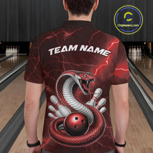 Load image into Gallery viewer, Custom Red Lightning Cobra Bowling Men Polo Shirt, Bowling Tournament Team Shirt IPHW11077