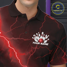 Load image into Gallery viewer, Custom Red Lightning Cobra Bowling Men Polo Shirt, Bowling Tournament Team Shirt IPHW11077