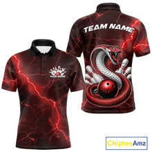 Load image into Gallery viewer, Custom Red Lightning Cobra Bowling Men Polo Shirt, Bowling Tournament Team Shirt IPHW11077