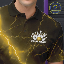 Load image into Gallery viewer, Custom Yellow Lightning Cobra Bowling Men Polo Shirt, Bowling Tournament Team Shirt IPHW11079