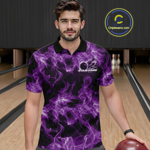 Load image into Gallery viewer, Custom Purple Flame Bowling Men Polo Team Shirt, Bowling Tournament Shirt IPHW11084