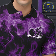Load image into Gallery viewer, Custom Purple Flame Bowling Men Polo Team Shirt, Bowling Tournament Shirt IPHW11084