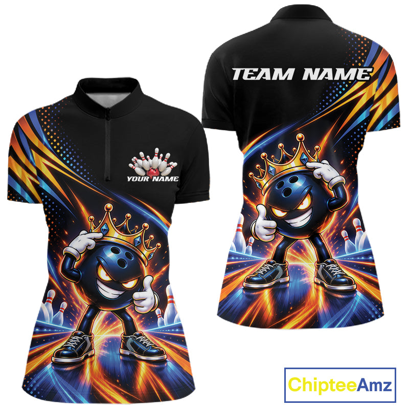 Funny Crown Bowling Ball Custom Bowling Queen Women Quarter-Zip Shirt IPHW12318