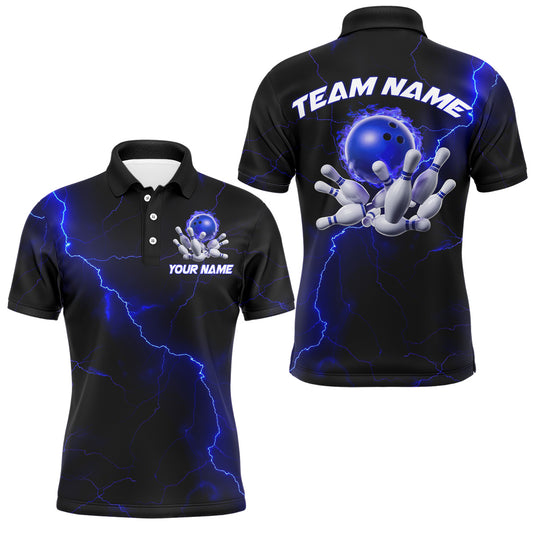 Blue Thunder Lightning Flame Bowling Ball Custom Bowling Team Shirts For Men And Women Bowlers IPHW6716