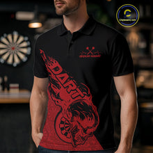 Load image into Gallery viewer, Custom Red Flame Skull Dartboard Dart Men Polo Shirt, Halloween Dart Team Outfit IPHW9942