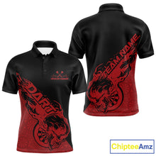 Load image into Gallery viewer, Custom Red Flame Skull Dartboard Dart Men Polo Shirt, Halloween Dart Team Outfit IPHW9942