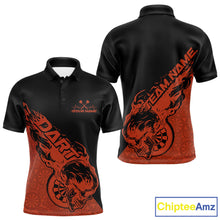 Load image into Gallery viewer, Custom Orange Flame Skull Dartboard Dart Men Polo Shirt, Halloween Dart Team Outfit IPHW9943