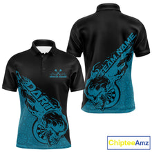 Load image into Gallery viewer, Custom Blue Flame Skull Dartboard Dart Men Polo Shirt, Halloween Dart Team Outfit IPHW9944
