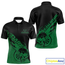 Load image into Gallery viewer, Custom Green Flame Skull Dartboard Dart Men Polo Shirt, Halloween Dart Team Outfit IPHW9945
