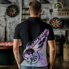 Load image into Gallery viewer, Custom Hologram Flame Skull Dartboard Dart Men Polo Shirt, Halloween Dart Team Outfit IPHW9946
