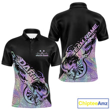 Load image into Gallery viewer, Custom Hologram Flame Skull Dartboard Dart Men Polo Shirt, Halloween Dart Team Outfit IPHW9946