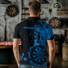 Load image into Gallery viewer, Custom Black And Blue Splatter Dartboard Dart Polo Shirt For Men, Grunge Dart Team Jerseys IPHW9958