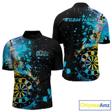 Load image into Gallery viewer, Custom Colorful Splatter Dartboard Dart Quarter-Zip Shirt For Men, Grunge Dart Team Jerseys IPHW9959
