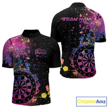 Load image into Gallery viewer, Custom Colorful Splatter Dartboard Dart Quarter-Zip Shirt For Men, Grunge Dart Team Jerseys IPHW9960