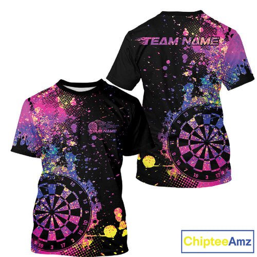 Custom Colorful Splatter Dartboard Dart T-Shirts  For Men, Grunge Dart Team Jerseys IPHW9960