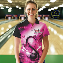 Load image into Gallery viewer, Custom Hope Pink Ribbon Butterfly Bowling Women Team Shirt,Breast Cancer Bowling Shirt IPHW11116