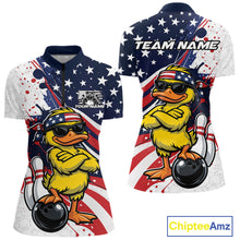 Load image into Gallery viewer, Custom Patriotic Funny Yellow Duck Bowling Women Shirt, US Flag Bowling Jerseys IPHW11122