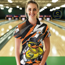 Load image into Gallery viewer, Custom Funny Yellow Boss Duck Bowling Women Polo Shirt, Cool Duck Bowling Team Jerseys IPHW11124