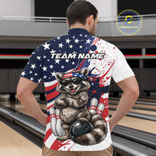 Load image into Gallery viewer, Custom Patriotic Funny Racoon Bowling Men Quarter-Zip Shirt, US Flag Bowling Jerseys IPHW11126
