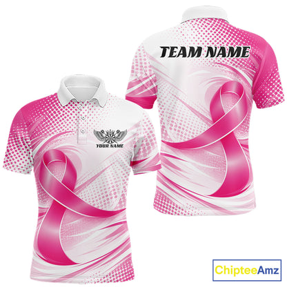 Custom Breast Cancer Awareness Pink Ribbon Dart Men Polo Team Shirt, Dart Jersey IPHW12106