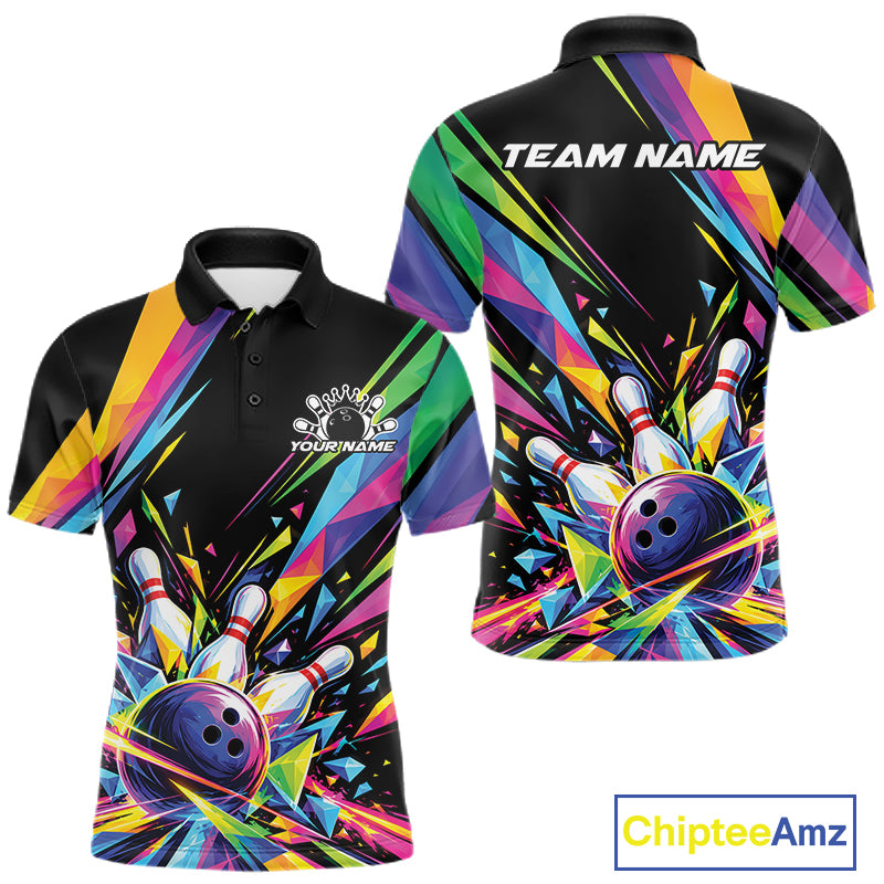 Custom Colorful Bowling Team Polo Shirt For Men, Bowling Tournament Jersey Bowler Gift IPHW12403
