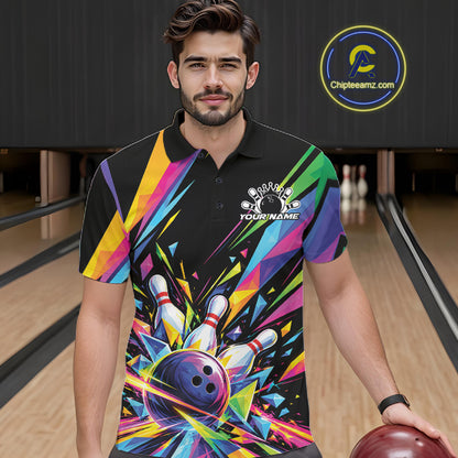 Custom Colorful Bowling Team Polo Shirt For Men, Bowling Tournament Jersey Bowler Gift IPHW12403