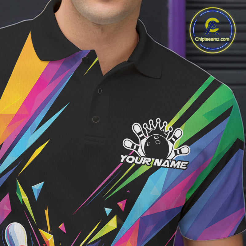 Custom Colorful Bowling Team Polo Shirt For Men, Bowling Tournament Jersey Bowler Gift IPHW12403