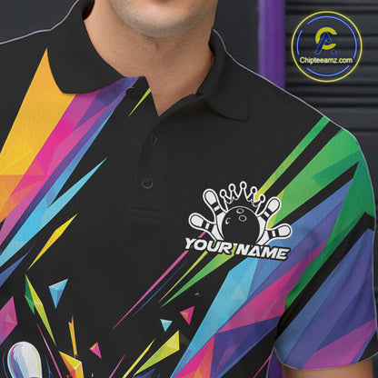 Custom Colorful Bowling Team Polo Shirt For Men, Bowling Tournament Jersey Bowler Gift IPHW12403