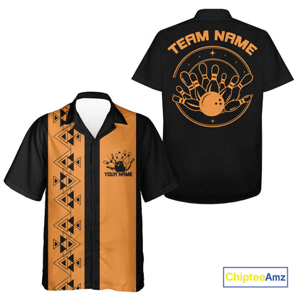 Custom Vintage Retro Style Tribal Bowling Team Hawaiian Shirts, Bowlers Outfit IPHW10082