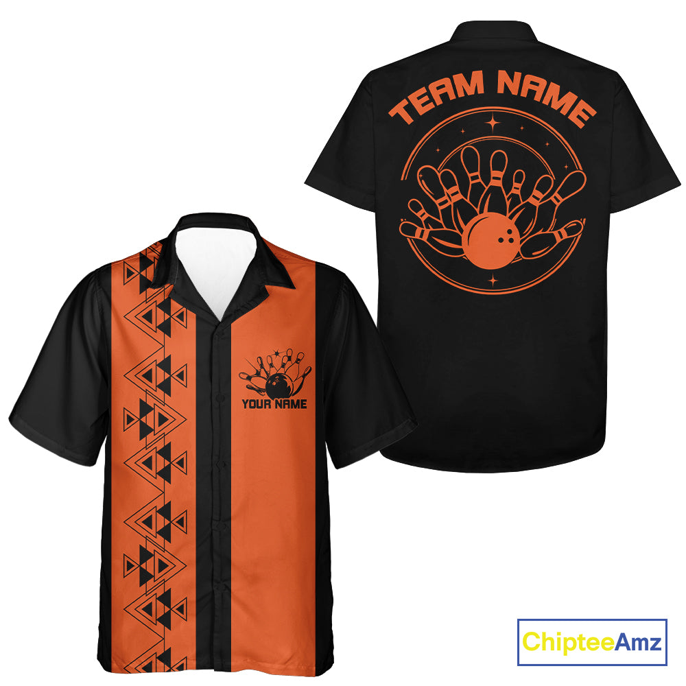 Custom Vintage Retro Style Tribal Bowling Team Hawaiian Shirts, Bowlers Outfit IPHW10082