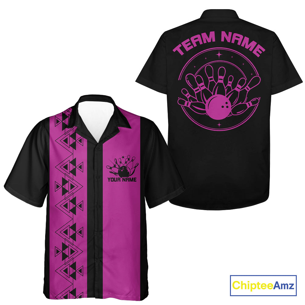 Custom Vintage Retro Style Tribal Bowling Team Hawaiian Shirts, Bowlers Outfit IPHW10082