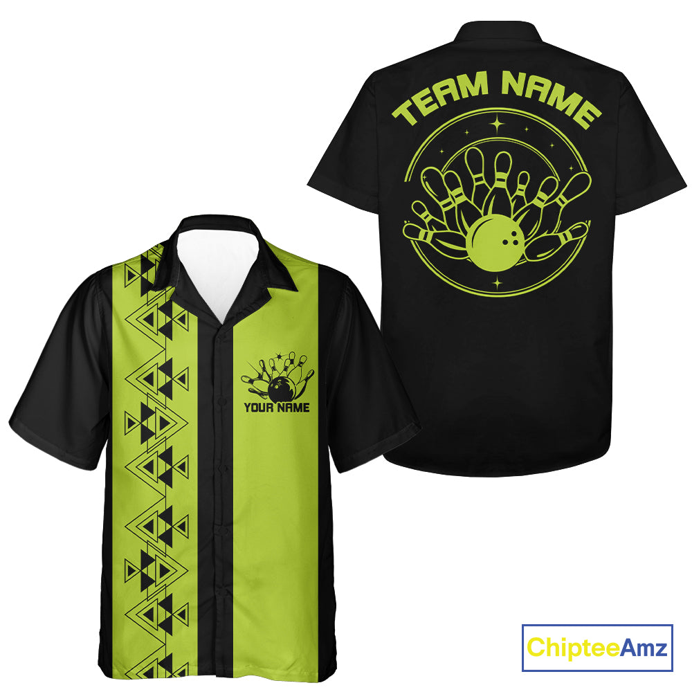 Custom Vintage Retro Style Tribal Bowling Team Hawaiian Shirts, Bowlers Outfit IPHW10082