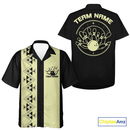 Custom Vintage Retro Style Tribal Bowling Team Hawaiian Shirts, Bowlers Outfit IPHW10082
