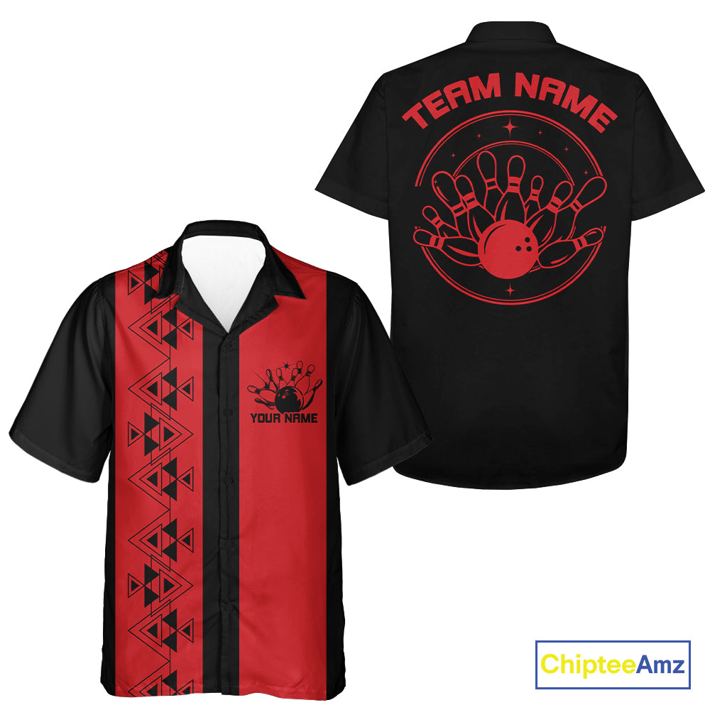 Custom Vintage Retro Style Tribal Bowling Team Hawaiian Shirts, Bowlers Outfit IPHW10082