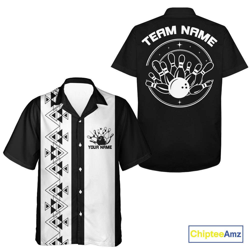Custom Vintage Retro Style Tribal Bowling Team Hawaiian Shirts, Bowlers Outfit IPHW10082