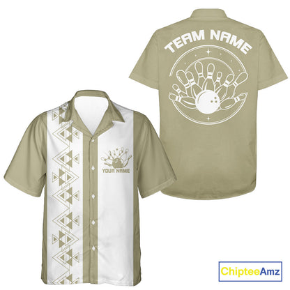 Custom Vintage Retro Style Tribal Bowling Team Hawaiian Shirts, Bowlers Outfit IPHW10082