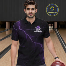 Load image into Gallery viewer, Custom Purple Thunder Lightning Flame Bowling Ball Men Bowling Team Shirt Bowler Outfit IPHW10671