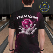 Load image into Gallery viewer, Custom Pink Thunder Lightning Flame Bowling Ball Men Bowling Team Shirt Bowler Outfit IPHW10673