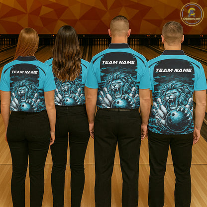 Custom Orange Camo Lion Bowling Men Polo Shirt, Lion Bowling Team League Shirt IPHW10369