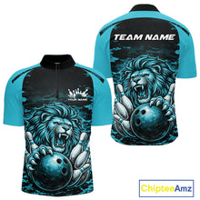 Load image into Gallery viewer, Custom Orange Camo Lion Bowling Men Quarter-Zip Shirt, Lion Bowling Team League Shirt IPHW10369