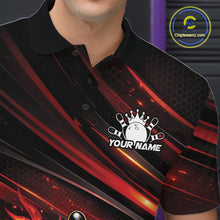 Load image into Gallery viewer, Custom Red Orange Fire Flame Bowling Team Men Polo Shirt, Bowling League Shirt IPHW11185