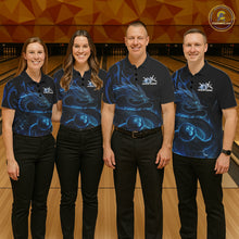 Load image into Gallery viewer, Custom Blue Tribal Flame Dragon Bowlin Team Men Polo Shirt, Dragon Bowling Jerseys IPHW10229