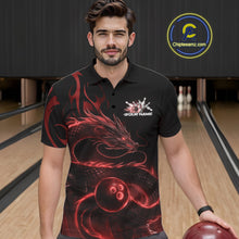 Load image into Gallery viewer, Custom Red Tribal Flame Dragon Bowlin Team Men Polo Shirt, Dragon Bowling Jerseys IPHW10230