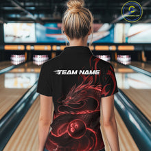 Load image into Gallery viewer, Custom Red Tribal Flame Dragon Bowlin Women Quarter-Zip Shirt, Dragon Bowling Jerseys IPHW10230