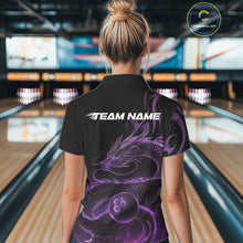 Load image into Gallery viewer, Custom Purple Tribal Flame Dragon Bowlin Team Women Polo Shirt, Dragon Bowling Jerseys IPHW10231