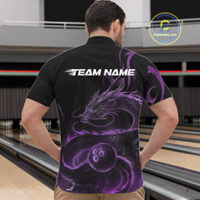 Load image into Gallery viewer, Custom Purple Tribal Flame Dragon Bowlin Team Men Quarter-Zip Shirt, Dragon Bowling Jerseys IPHW10231