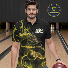 Load image into Gallery viewer, Custom Gold Tribal Flame Dragon Bowlin Team Men Polo Shirt, Dragon Bowling Jerseys IPHW10232