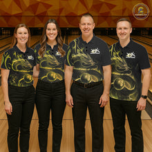 Load image into Gallery viewer, Custom Gold Tribal Flame Dragon Bowlin Team Men Polo Shirt, Dragon Bowling Jerseys IPHW10232